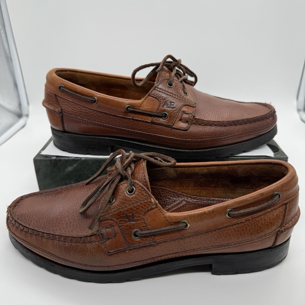 Allen Edmonds Woodhaven Boat Shoes Men's 9.5 D Brown Leather Moc Toe USA